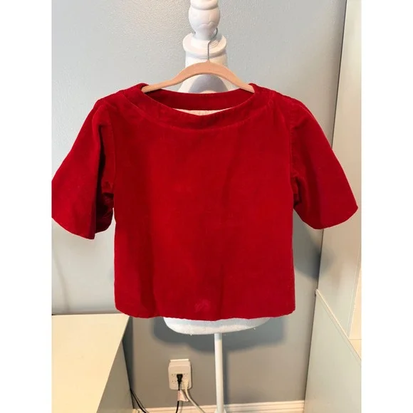 Alice Kathleen & Company Red Velvet Boat Neck Short Sleeve Top Size 10 Holiday - Picture 1 of 6